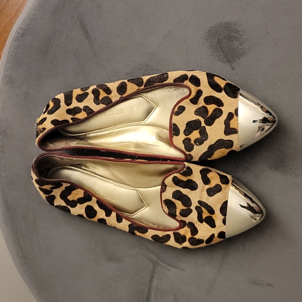Leopard Print Flats With Gold Toe - image 1